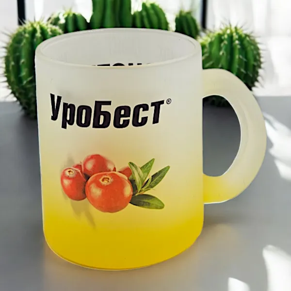 Печать на кружках для фарм компании. Полупрозрачные кружки