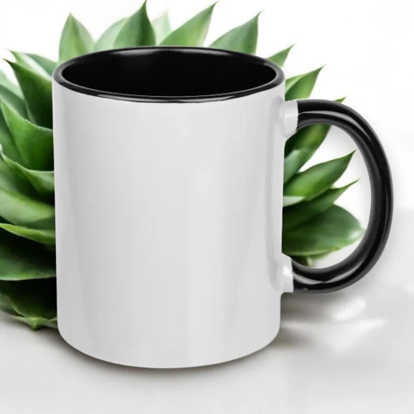 Кружки под сублимационную печать черно-белая, высота 97 мм, диаметр 83 мм