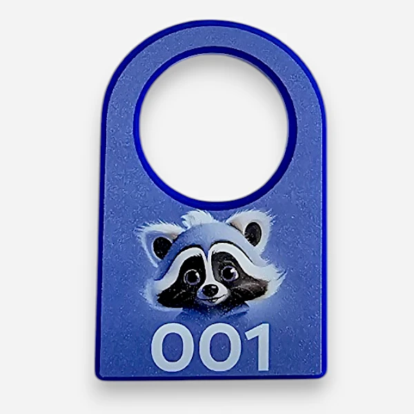 Номерки в гардероб из синего полистирола 3 мм. с уф-печатью