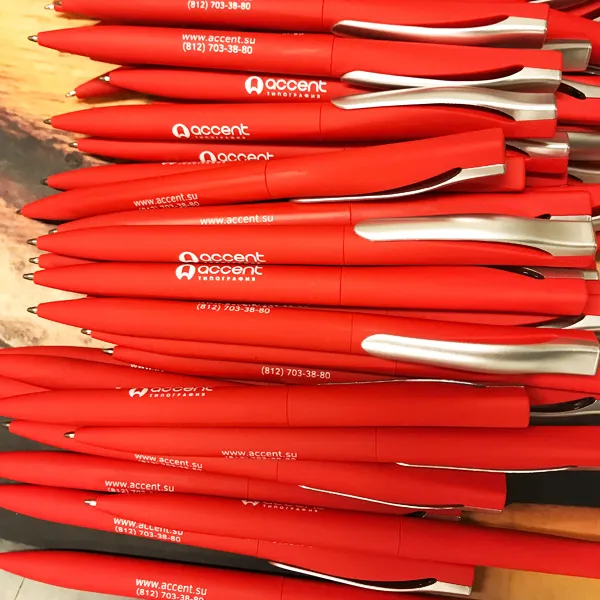 Ручки с логотипом компании ACCENT УФ-печать по тачкавер поверхности