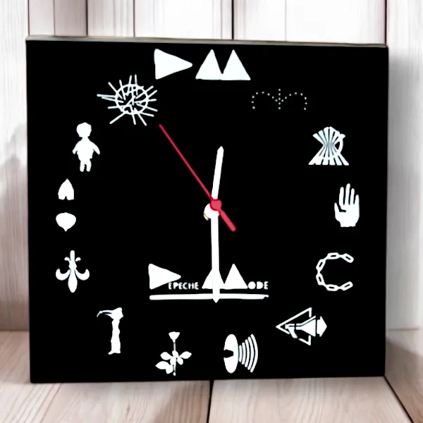 Часы с логотипом. Черный полистирол УФ-печать Часы с логотипом. Черный полистирол УФ-печать