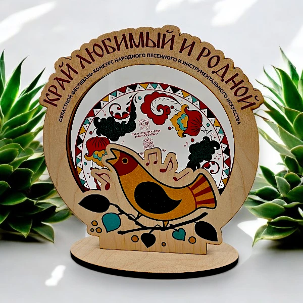 Наградные статуэтки из дерева с печатью и вставкой из акрила