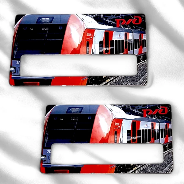 Бейджи металлические с окном, алюминий белый, цветная печать, магнит