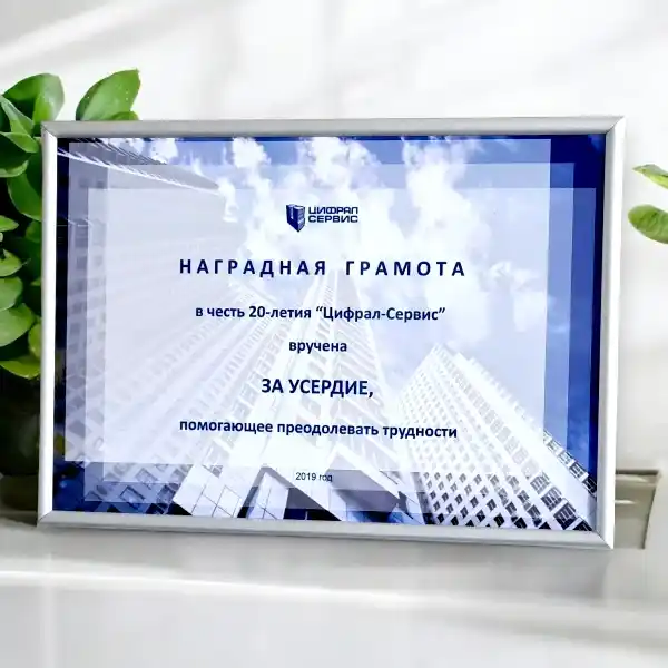 Наградной диплом на металле в профиле