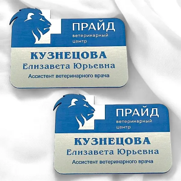 Пластиковые бейджи из металлизированного пластика с гравировкой