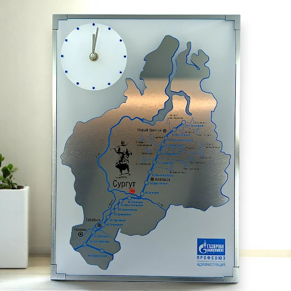 Нестандартные часы с логотипом для компании Газпром Сургут Нестандартные часы с логотипом для компании Газпром Сургут