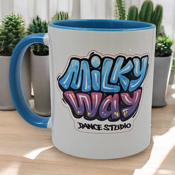 Кружки с логотипом MilkyWay бирюзово-белые