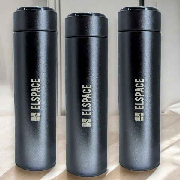Металлические термосы с логотипом ELSPACE. СО2 лазер