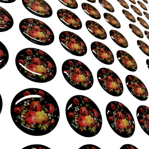 Яркие объемные наклейки под хохлому