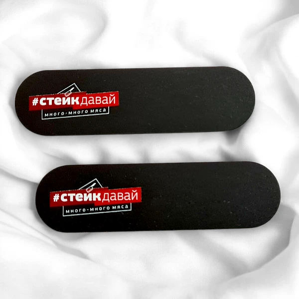 Бейджи из меловой доски, крепление магнит, для ресторана Стейк давай Бейджи из меловой доски, крепление магнит, для ресторана Стейк давай